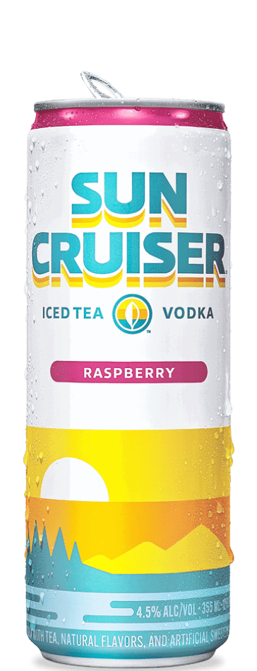 can of sun cruiser raspberry iced tea and vodka